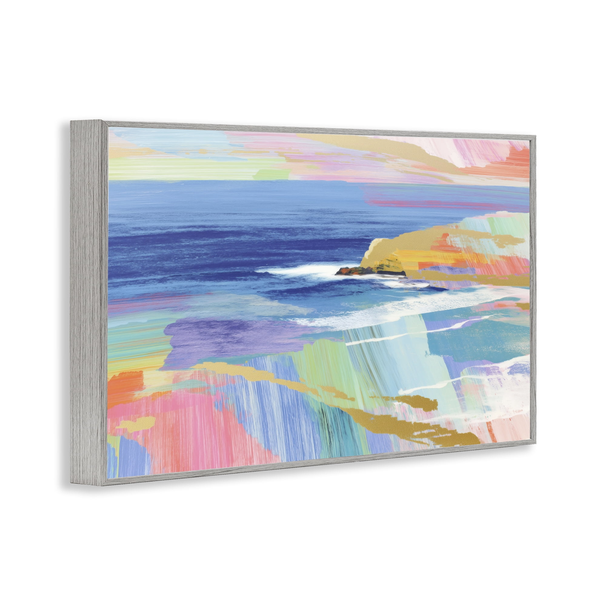 Stupell Industries Hawaii Coastline Abstraction Gray Framed Giclee Art, design by Chromatic Storm Studio