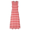 thumbnail image 4 of Robe à Carreaux Vichy Rouge et Blanc Robe Maxi Vintage Street Wear Boho Plage Longues Robes Col en V Design Surdimensionné Vestidos, 4 of 5
