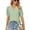 Light Green, variant on Fashion T-Shirt for Women V-Neck Tops Casual Hollow Bubble Sleeves Loose Tees Top S-2XL