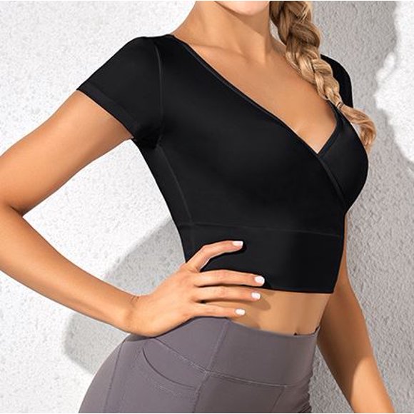 MMNOX WIBE Yoga V-cut Top Tee Black