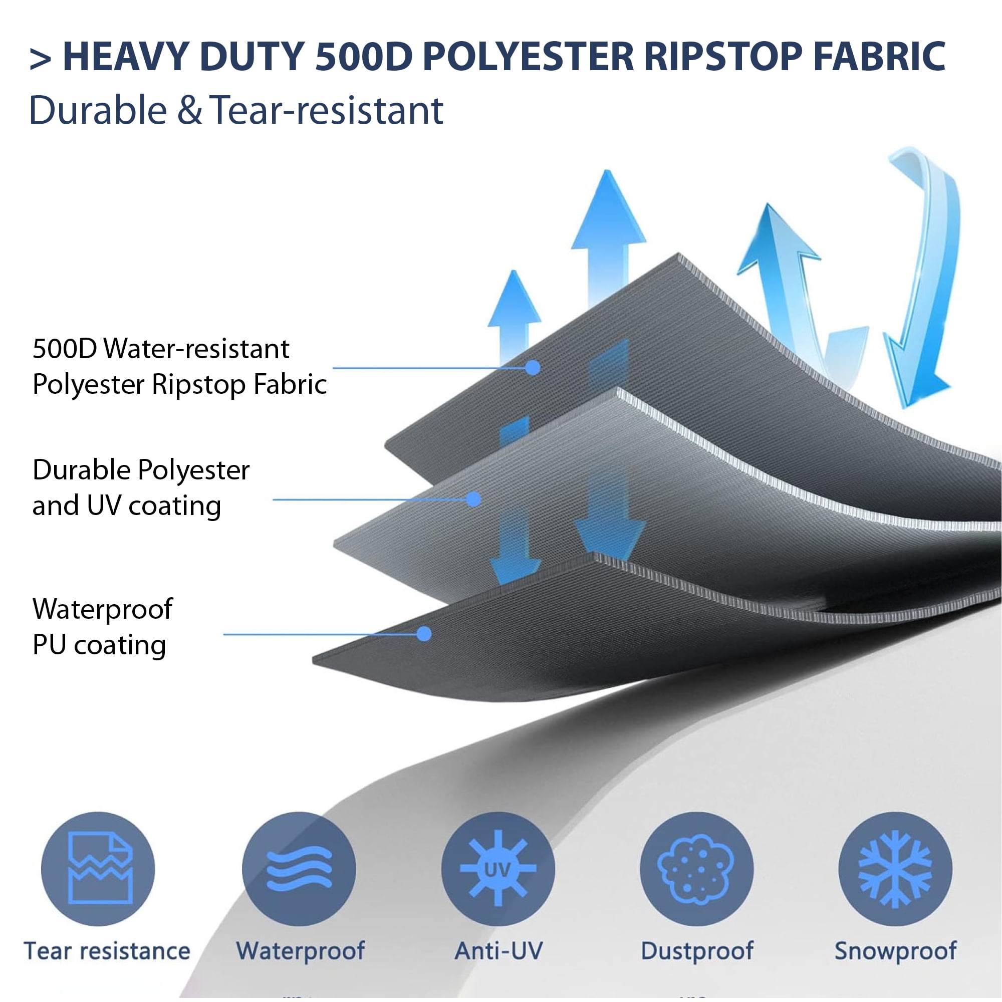 Mainstays 126" x 85" x 35" Black Large Universal Rectangular Patio Furniture Cover With Buckle Closures