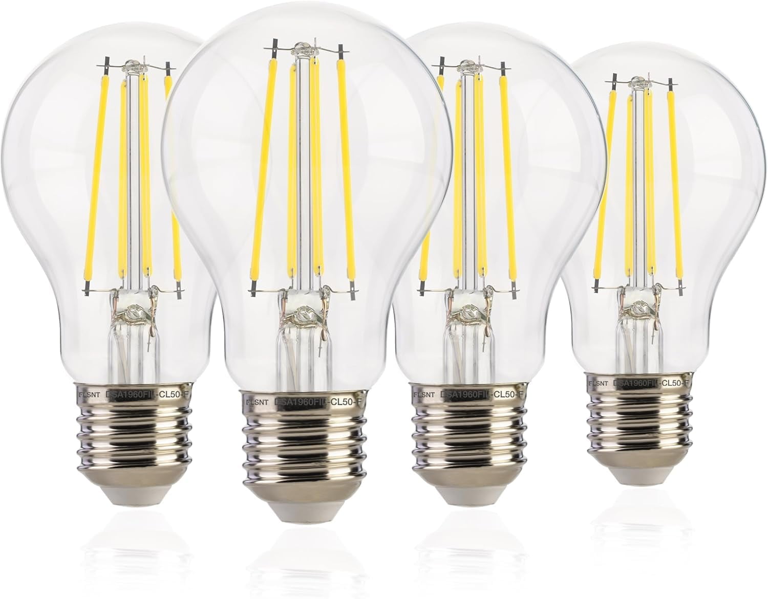 Jaspertronics Dusk to Dawn Outdoor Sensor A19 LED Bulb 5000K Daylight 8W 1400LM Vintage Filament E26 Base Auto On/Off Photocell Auto 4 Unit per pack