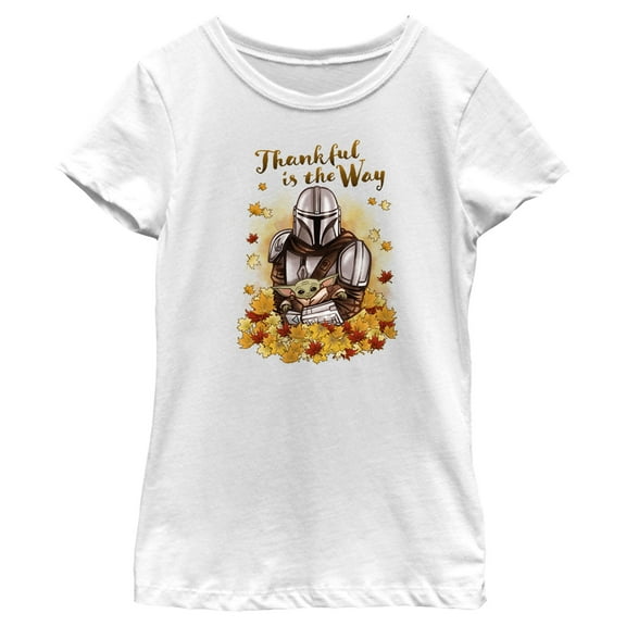 Girl's Youth Mad Engine White The Mandalorian The Autumn Way Graphic T-Shirt