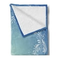 thumbnail image 2 of Wedding Soft Flannel Fleece Blanket, Celebration Ornament Frame 2 Flying Doves Heart Shapes Wedding Rings, Cozy Plush for Indoor and Outdoor Use, 70" x 90", Blue White Pale Caramel, by Ambesonne, 2 of 5