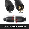 thumbnail image 4 of VEVOR 30A 20ft Generator Extension Cord with Twist Lock Connector,Black, 4 of 9