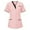 B-Pink, variant on Wyobmus Scrub Tops for Women Soft 4-Way Stretch V Neck Regular Fit Scrub Shirts With 3 Pockets Color Block Nursing Tunic Uniforms B-Pink