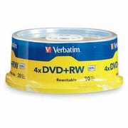 Verbatim, VER94834, 4X DVD+RW Rewritable Discs Spindle, 30, Silver