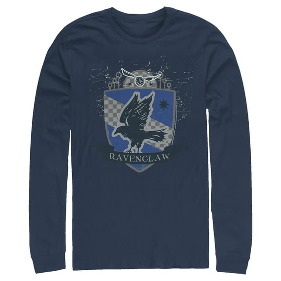 Men's Harry Potter Ravenclaw House Shield Long Sleeve Shirt Navy Blue X Large