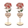 thumbnail image 3 of HOMEMAXS 2pcs Mother's Day Table Decor Wooden Table Rose Decor Romantic Tabletop Centerpiece Ornament, 3 of 8