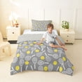 thumbnail image 4 of Manfei Classic Stick Twin Comforter Sets For Boys,Round Sports Ball Bedding Set,Neutral Hue,Light Gray Reversible,2-Piece,1 Comforter and 1 Pillowcase, 4 of 8