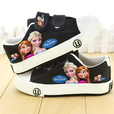 Zapatos de lona para niños de Disney, zapatos bajos para niñas de frozen elsa, zapatos informales antideslizantes transpirables de otoño de PU, plantilla 32 de 20 CM y 19-24 meses Gao Jinjia LED