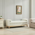 thumbnail image 2 of 66.34"W Elegant Upholstered Bench,Daybed, Ottoman with Wood Legs & 2 Bolster Pillows for End of Bed, Bedroom, Living Room, Entryway,Black Boucle, 2 of 10