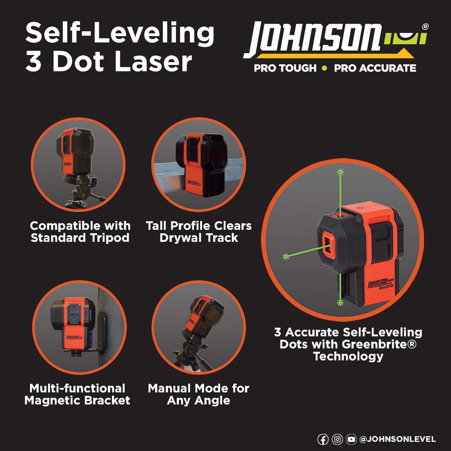 Johnson 40-6611 Self - Leveling 360 Plumb Line Laser Kit