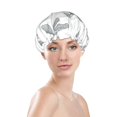 thumbnail image 3 of YFYANG Women's Double Waterproof Shower Cap, Dragonfly Graffiti Pattern Reusable Hair Cap for All Hair Styles and Head Sizes, 3 of 9
