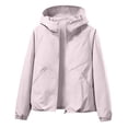 thumbnail image 5 of Lightweight Hiking Jacket Women Long Sleeve Casual Hooded Zip Up Jackets with Pockets Fall Windbreaker Outerwear, 5 of 6