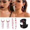 thumbnail image 5 of Leeye Halloween Pearl Drop Earrings, Gothic Dripping Imitation Pearl Dangle Earrings with Red Accents, Vampire Jewelry for Halloween Party, 5 of 9