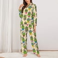 thumbnail image 2 of Picia Cute Cartoon Cactus Pattern Women’s Long-Sleeve Sleepwear Set - Soft 2-Piece Loungewear with Pockets, Comfy PJs for Relaxing Nights-X-Large, 2 of 7