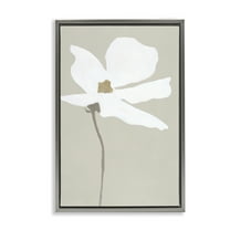 Stupell Industries White Flower Sprout Botanical & Floral Painting Gray Floater Framed Art Print Wall Art, 17 x 25