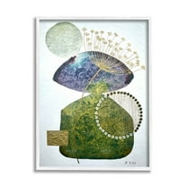 Mossy Botanical Contemporary Nature Abstract Graphic Art White Framed Art Print Wall Art