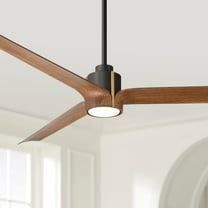 60" Casa Vieja Aero Matte Black and Koa LED Ceiling Fan with Remote