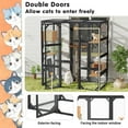 thumbnail image 3 of Outdoor Cat Catio,  DIY Cat Enclosure with 2 Enter Doors, Large Wooden Cat House Patio for Indoor Cats, Feral Cat Shelter with 2 Resting Rooms, 3 Platforms, Black Brown, 3 of 9