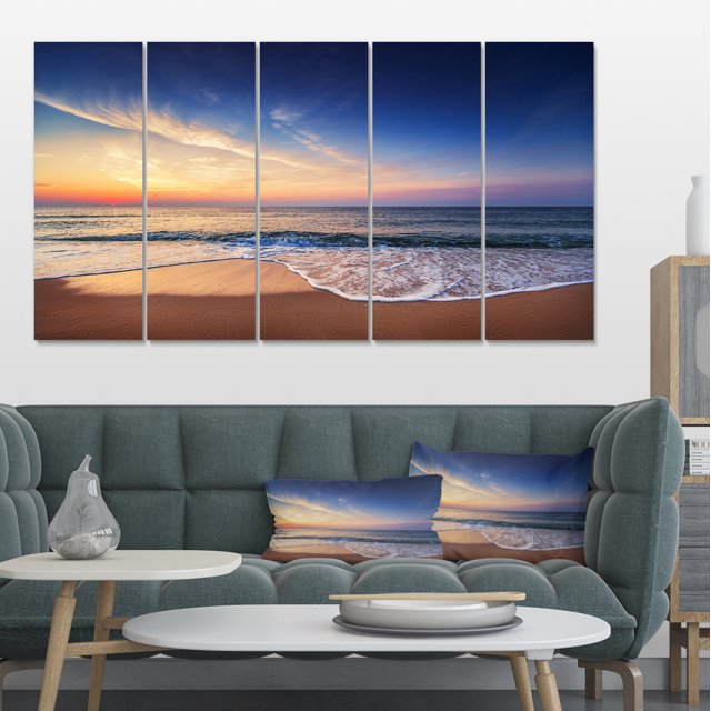 Beautiful Blue Cloudscape Over Sea - Seashore Canvas Art Print