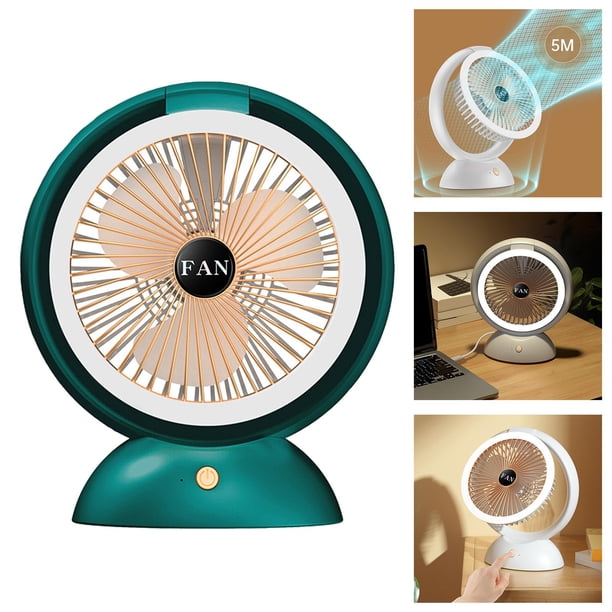 Ventilador de Refrigeración de Mesa Personal Ventilador de Refrigeración LED Atenuación Viento Fuerte Ventilador de Escritorio USB Recargable para Act Aspas de ventilador de Macarena Abanico de Senderismo con Luz