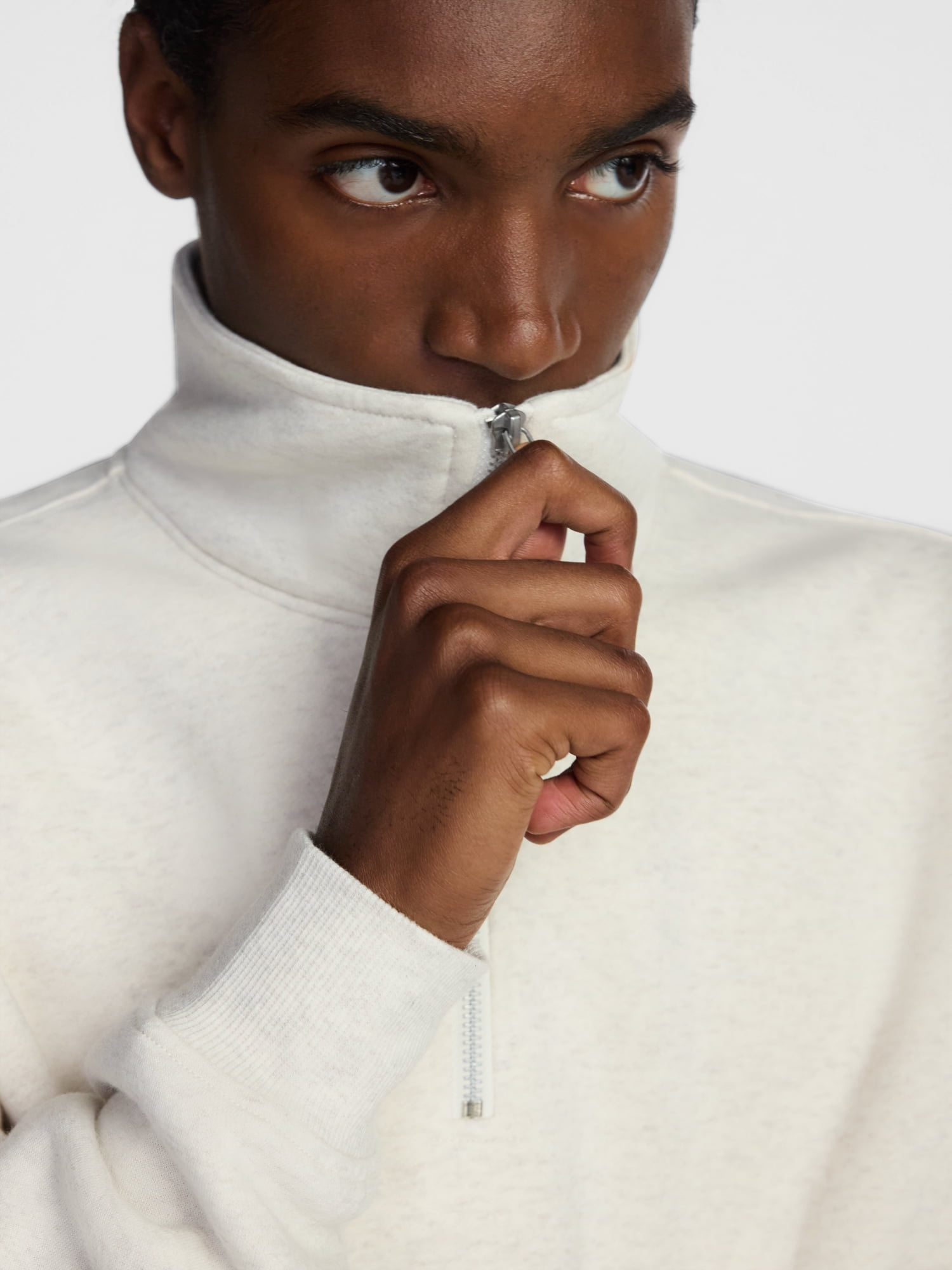 No Boundaries Boxy Fit Quarter Zip Fleece Sweatshirt with Long Sleeves, Men's XS-4XLT