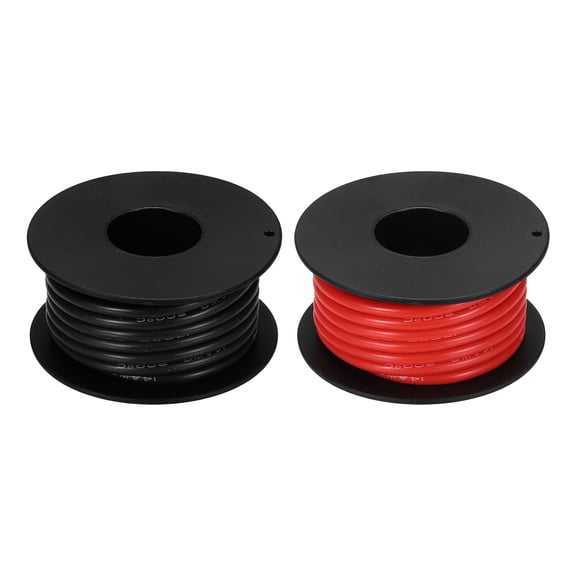 Uxcell 2pcs 14 AWG Silicone Electrical Wire Spool, 14 Gauge 4.6m/15ft Electrical Wires, 600V 200C Tinned Copper Stranded High Temp Battery Wire for Automotive, RV Inverter - Red & Black
