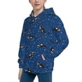 thumbnail image 2 of Balery Whales Swim Pattern Boys Hoodie, Youth Pullover Hooded Sweatshirt, Kangaroo Pocket Hoodie for Kids Girls -Small, 2 of 6