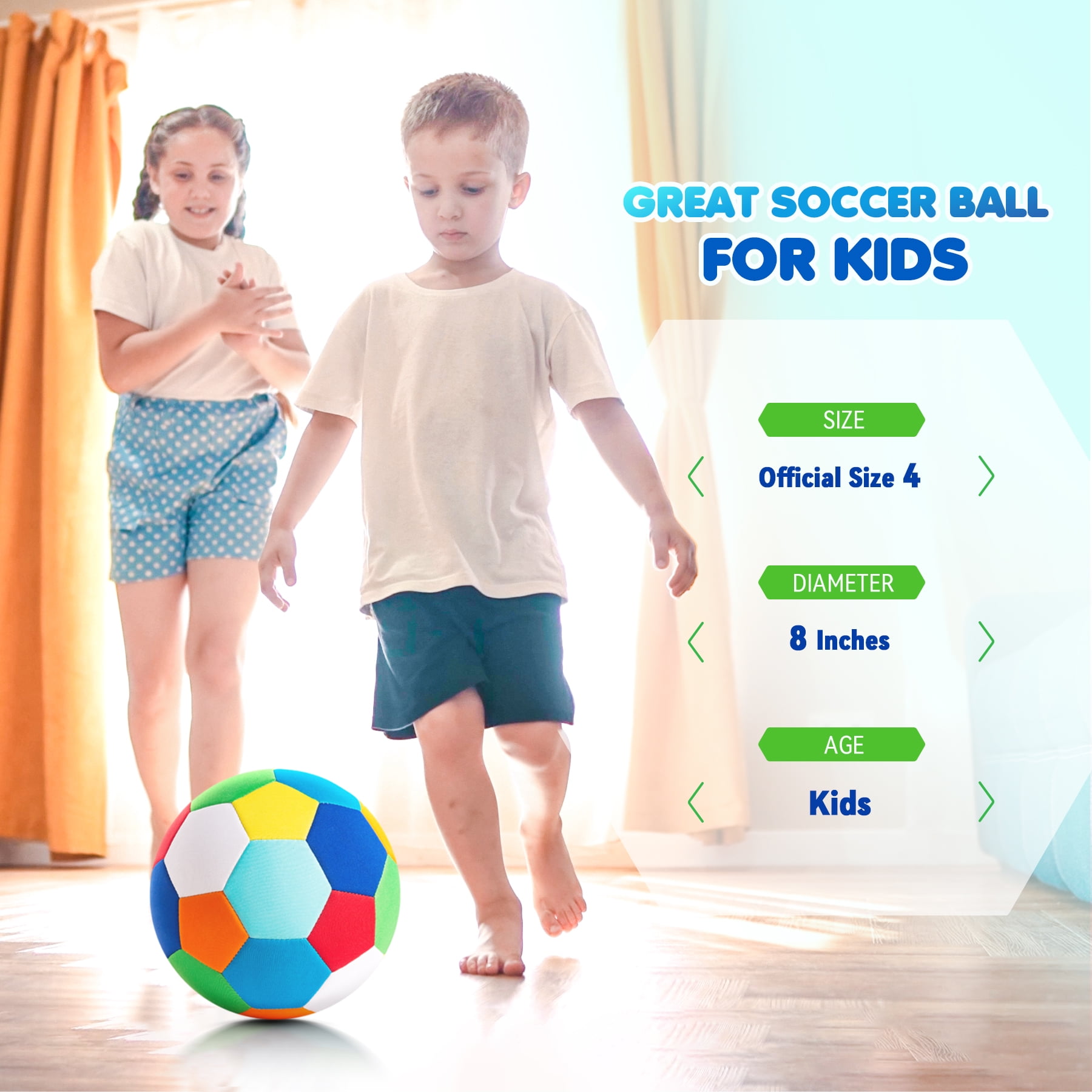 PLAYZAP Size 4 Soft Indoor Soccer Ball – Quiet, Safe for Toddlers & Kids Ages 3-12