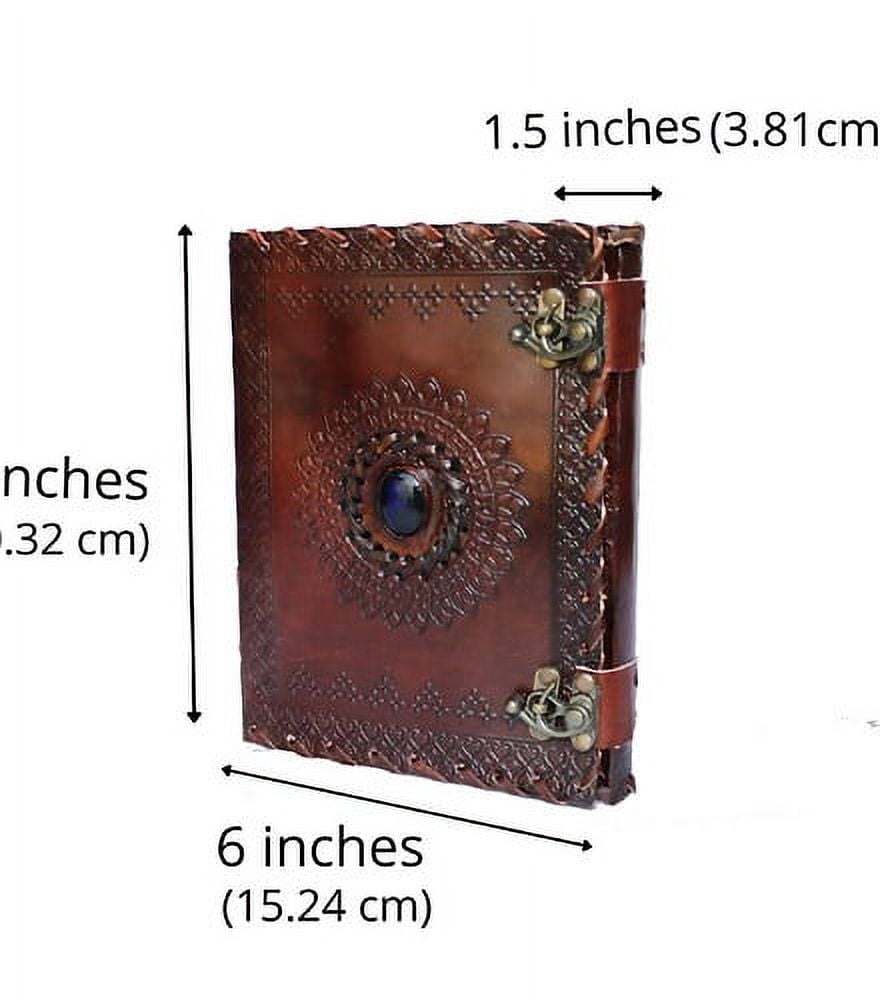 Jaald Leather Journal with Clasp Blue Stone Travel Diary Blank Notebook Writing Pad Sketchbook Scrapbook Gifts for Men Women Book of Shadows