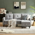 thumbnail image 1 of Soscana Canapé Sectionnel de Salon avec Ottoman Réversible 3 Places Canapé en L Convertible Modulaire pour Maison Petit Espace Appartement Bureau Studio, Conception de Rangement, Assemblage Sans Outils, 1 of 11