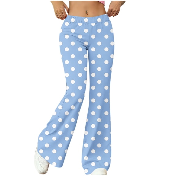 cocolona Womens Casual Flare Leggings Summer Elastic Waist Wide Leg Trousers Printed Loose Workout Yoga Pants