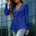thumbnail image 6 of HongQid Long Sleeve Blouses for Women Dressy Casual, Wrap Tops Work Shirts, V Neck Fall Business Outfits, 6 of 9