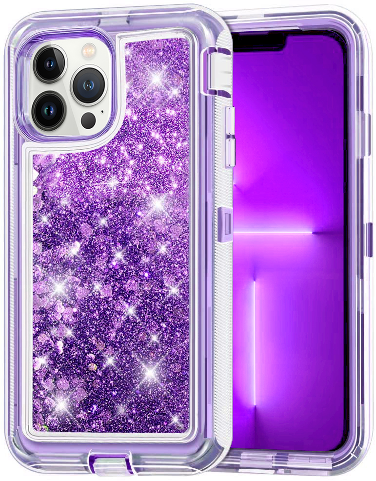 for iPhone 13/13 Pro/13 Pro Max, Liquid Glitter Case Luxury Floating