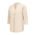 thumbnail image 6 of Pxiakgy Womens Linen Button Down Shirt Henley Tops Oversized Tees Comfy Loose Fit T-Shirt Gauze Tops Lightweight Work Blouses Summer Shirts for Women Casual Tunic Tops Breathable Tops Daily T Shirts, 6 of 9