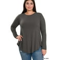 thumbnail image 2 of Zenana Women's Relaxed Fit Long Sleeve Round Neck & Hem Jersey Tee Shirt Top, 2 of 4