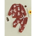 thumbnail image 2 of Liacowi Baby 2 Piece Spring Outfit Cute Cartoon Bear Print Long Sleeve Sweatshirt and Pants Set for Newborn Infant Fall Clothes, 2 of 8