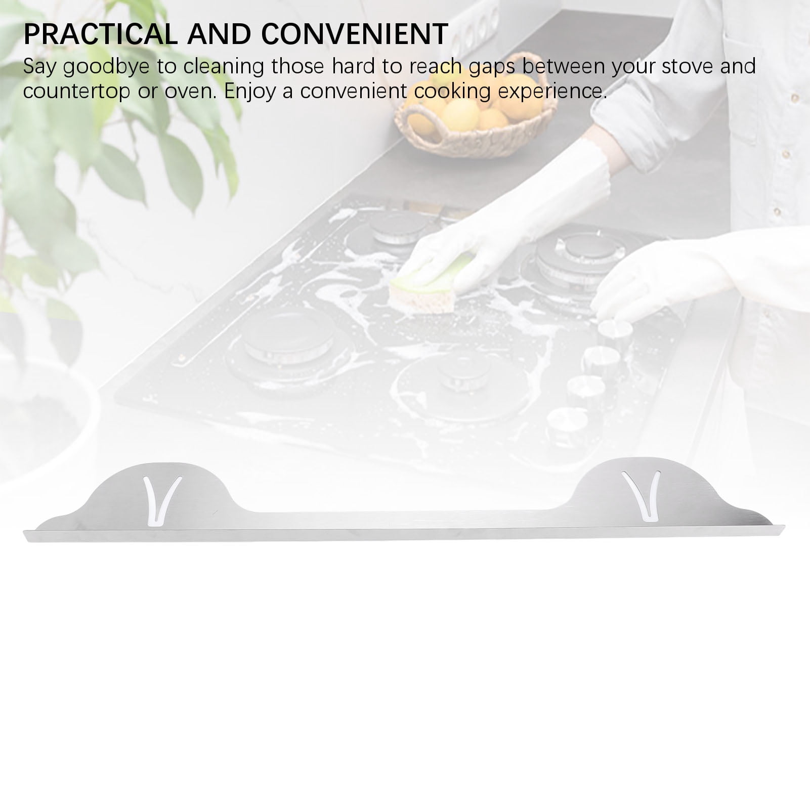 Rupoun 2PCS Stainless Steel Stove Counter Gap Cover Heat Resistant Guards Range Trim Kit for Kitchen Silver (23.43 inches / 59.5 cm)