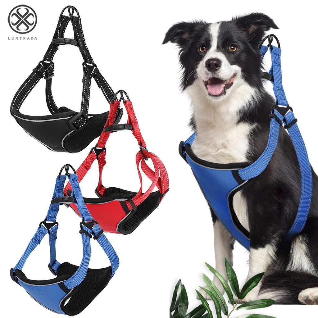 Black White Tartan Non Pull Dog Puppy Harness Adjustable Waterproof Strong 