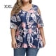 thumbnail image 1 of Camisa de mujer Blusa estampada con hombros descubiertos y manga corta con cuello en V, Azul marino, XXL tholdsy AP002468-22, 1 of 5
