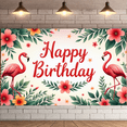 thumbnail image 6 of Tropical Theme Happy Birthday Banner Flamingo Birthday Party Decorative Backdrop for Birthday Celebration Event Decoration, 6 of 8