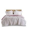 thumbnail image 2 of 3 PCS Full/Queen Shaggy Faux Fur Comforter Mini Set Pink/White, 2 of 10