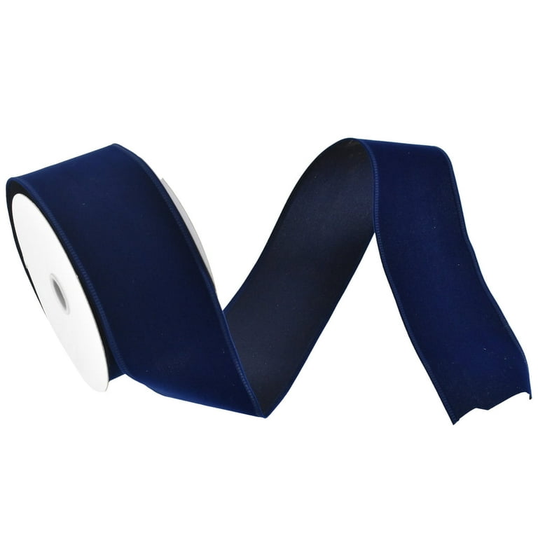 Blue Designer 2 1/2 inch x 10 Yards Velvet Ribbon - by Jam Paper