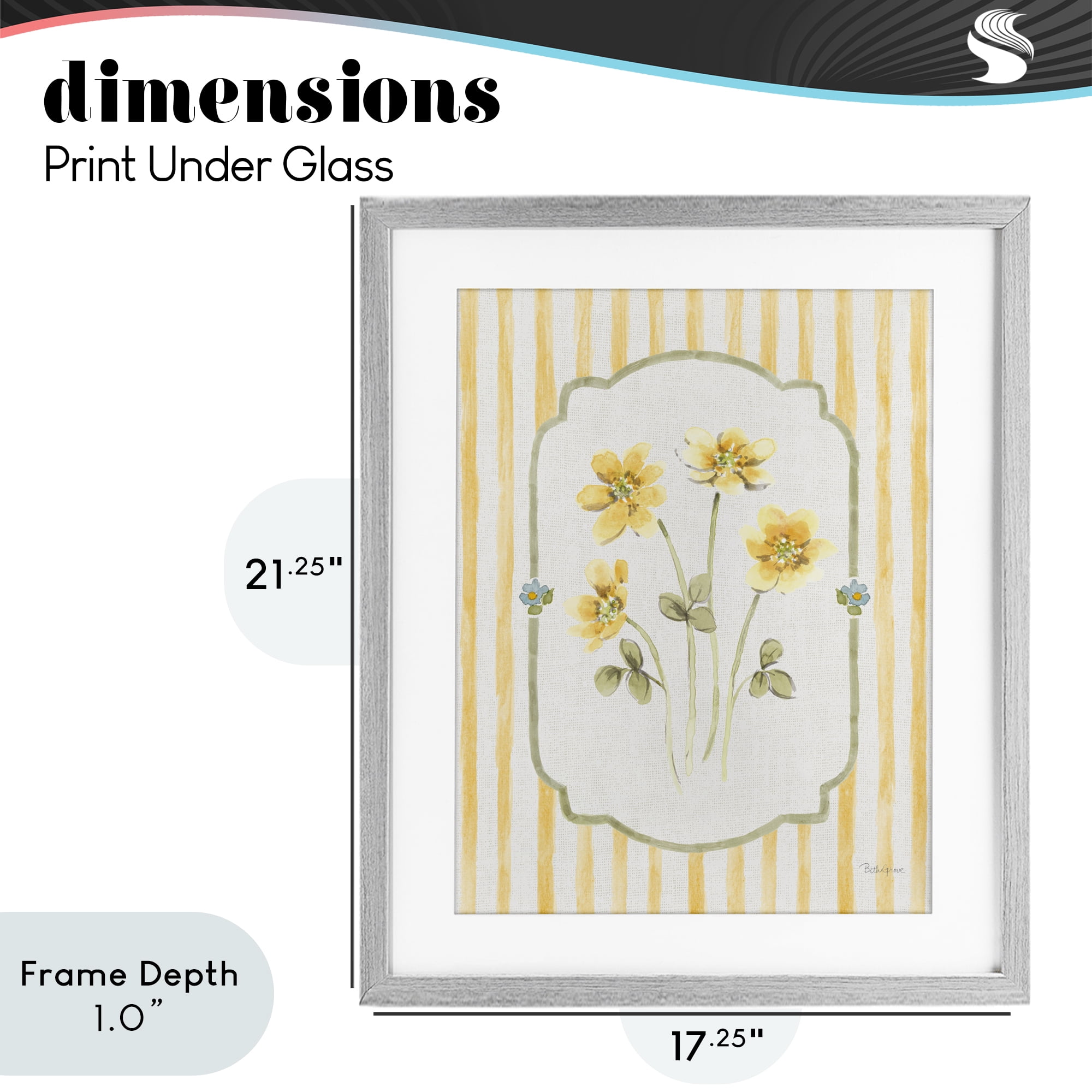 Stupell Industries Sweet Honey Flowers Gray Framed Print Under Glass, design by Beth Grove