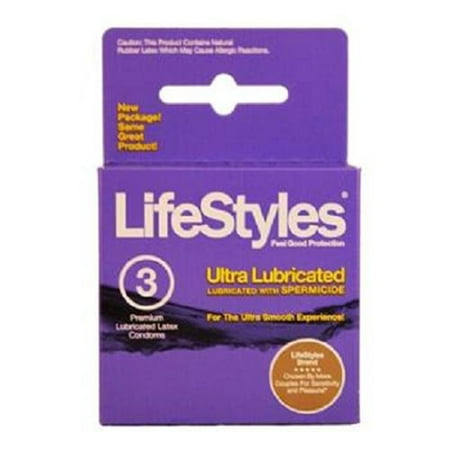 Product Of Life Style, Ultra Lubricated With Spermicide (Purple), Count 6 (3Pcs) - Birth Control / Grab Varieties &