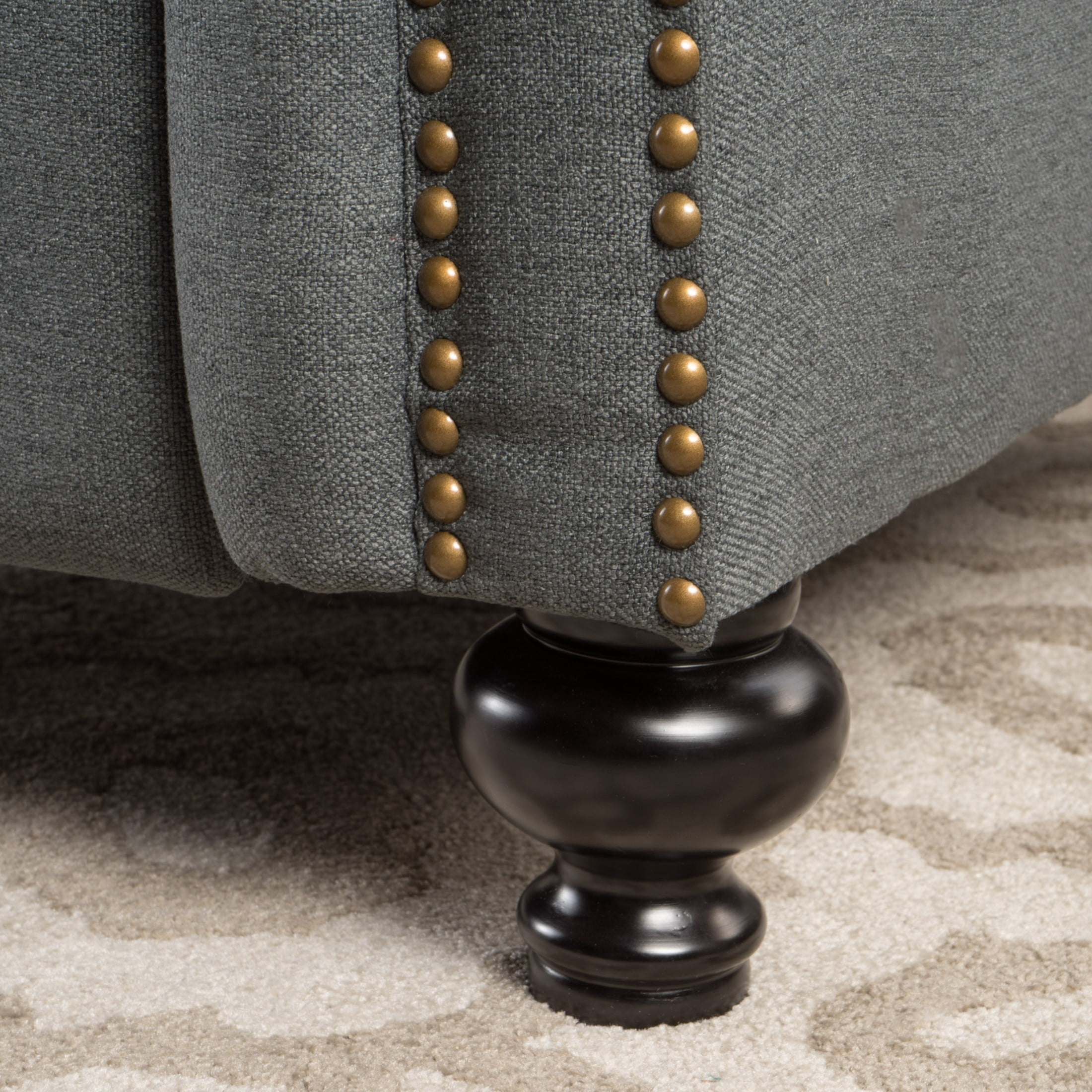 Christopher Knight Home Modern Manual Push Back Recliner with Rolled Arms, Nailhead Trim, Charcoal