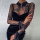 thumbnail image 4 of Vestido de encaje Pompotops para mujer Manga larga Cuello medio alto Talla S M L XL XXL, 4 of 9