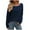 Navy, variant on Women's Sweaters Acrylic Crew Neck Ribbed Pullover Solid Color Basic Casual Cozy Loose Long Sleeve Tops Warm Fall Winter Clothes
